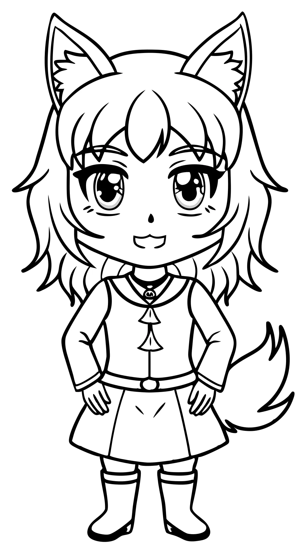 Páginas para colorear de Animie Wolf Girl